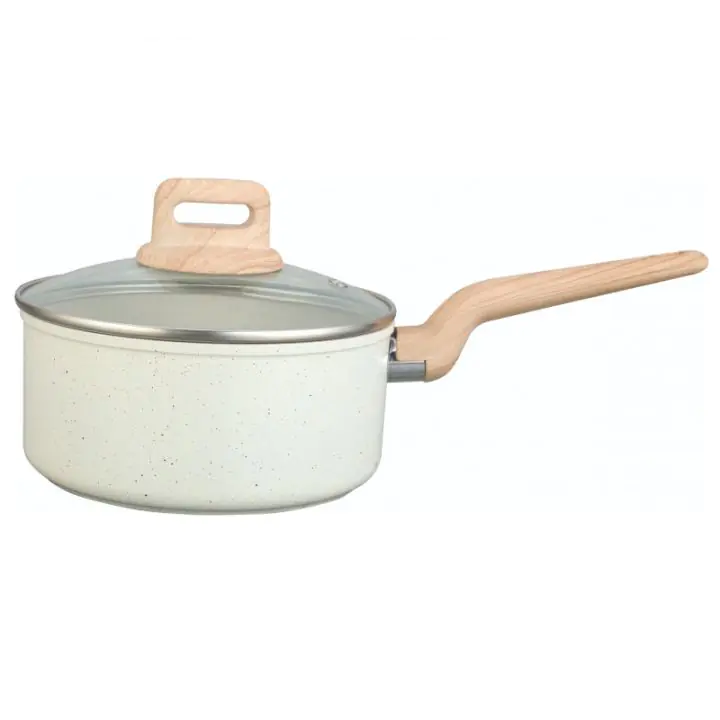 Касерола с капак Voltz Nice OV54421E18, 18x8.5 см, 2.1 л, Мраморно покритие, Индукция, Кремав меланж, (35931063)