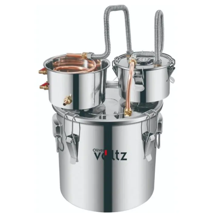 Казан за ракия Oliver Voltz OV51214B30, 30 л, 35x35 см, Медна охладителна тръба, Съд за дестилация, Водна помпа, Неръждаема стомана, Сребрист, (35946107)