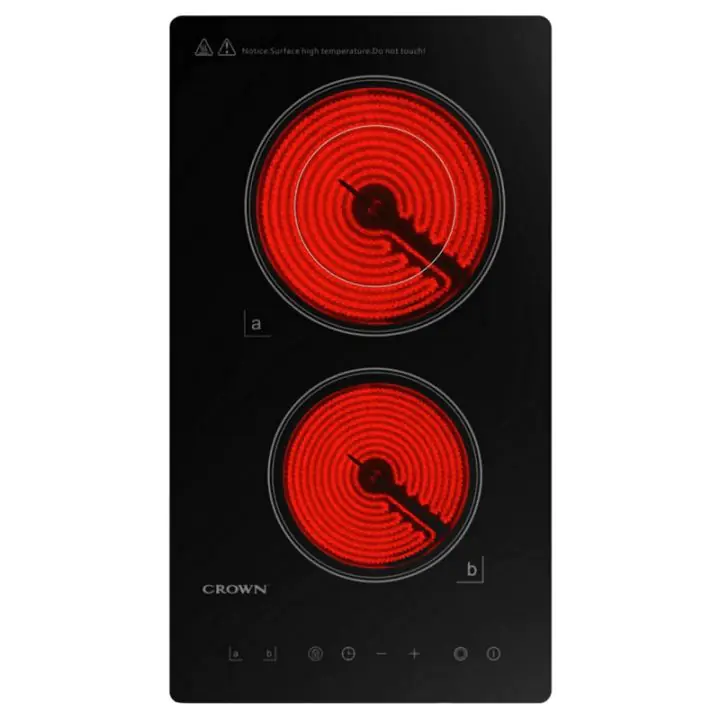 Керамичен плот за вграждане Crown VCP 32D, 3000W, Таймер, Двоен, Тъч скрийн, Черен, (9999VCP32D)