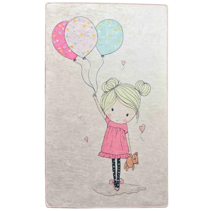 Kилим Chilai Home 876CHL1201, 140x190 см, Aнтибактериални кадифени нишки, Полиестер, Розов, (876CHL1201)