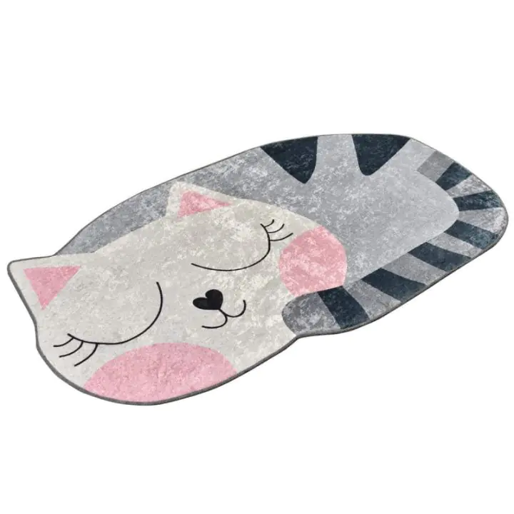 Kилим Chilai Home 882CHL1460, 60x100 см, Aнтибактериални кадифени нишки, Полиестер, Сив/Бял, (882CHL1460)