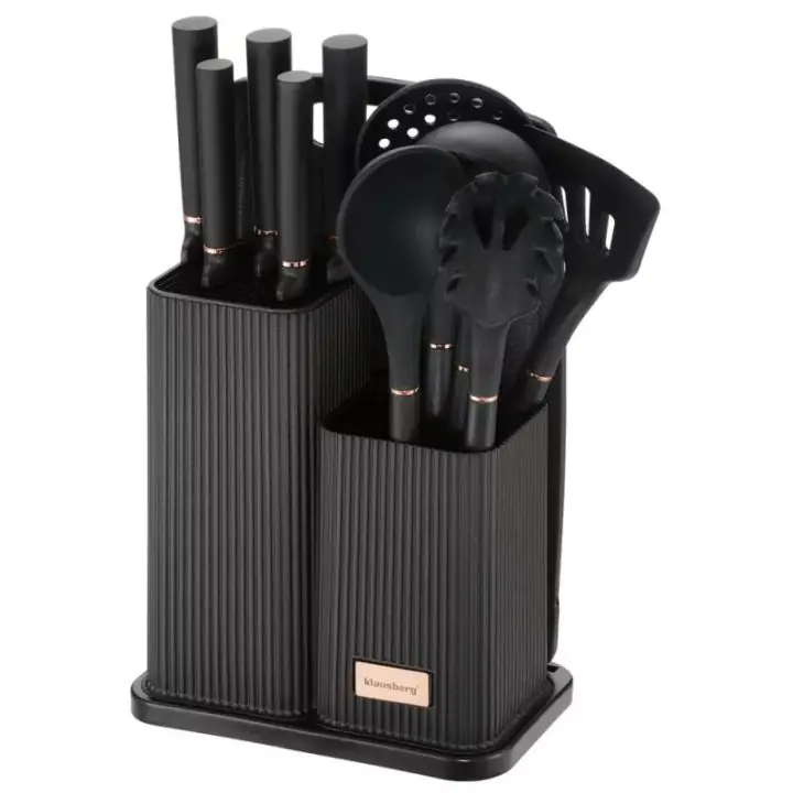 Комплект кухненски прибори Klausberg KB 7835, 12 бр, Неръждаема стомана, Черен, (35922744)