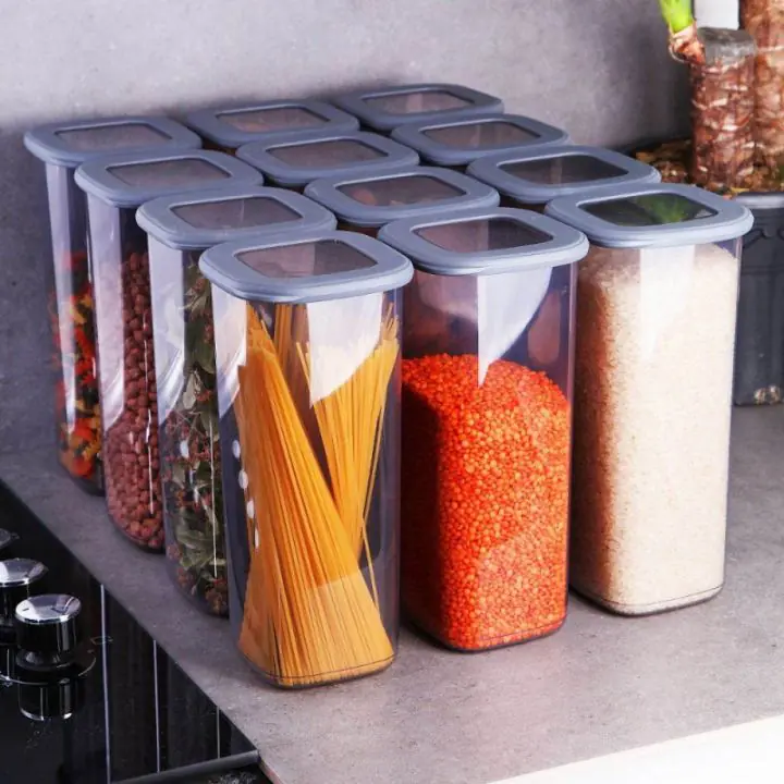 Комплект кутии за съхранение Kosova 430KSV1426, 1750 мл, 12 броя, Пластмаса, Сив/прозрачен, (430KSV1426)