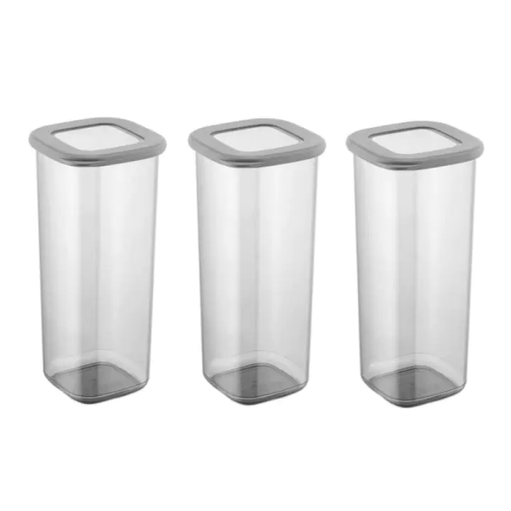 Комплект кутии за съхранение Kosova 964FRM1106, 3 бр, 1750 мл, 10х24.5 см, Сив/Прозрачен, (964FRM1106)