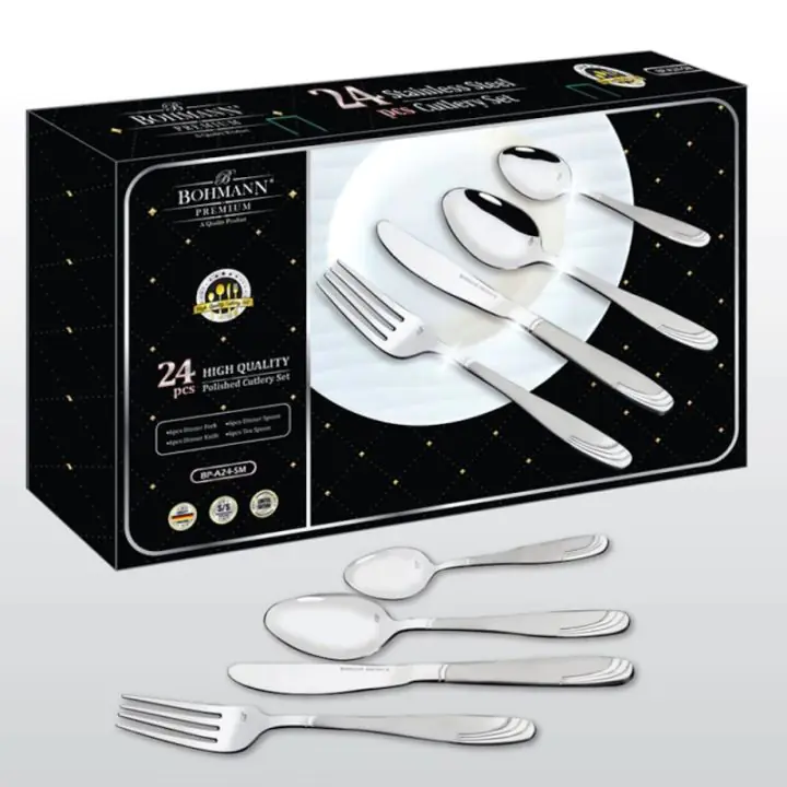 Комплект прибори за хранене Bohmann BH BP A24-SM, Кутия, 24 бр, Инокс, (17663)