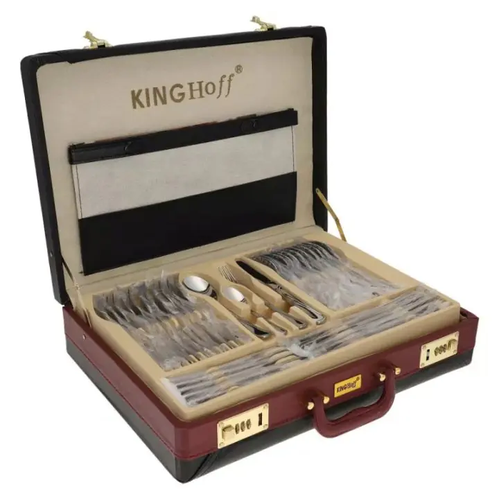 Комплект прибори за хранене Kinghoff KH 3504, 72 части, За 12 човека, Куфар, Неръждаема стомана, Сребрист, (35922829)