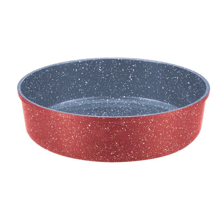 Кръгла тава за печене Oliver Voltz OV54322B28, 28х7 см, Керамично-мраморно покритие, Червен, (35945614)