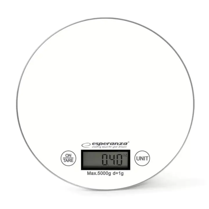 Кухненска везна Esperanza EKS003KW, ТАРА, LCD дисплей, 5 кг, Бял, (35949965)