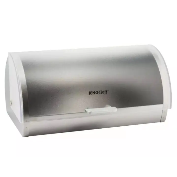 Кутия за хляб Kinghoff KH 3203, 39.5x28x18.5 см, Стомана, Полупрозрачен капак, Бял/сив, (35944510)