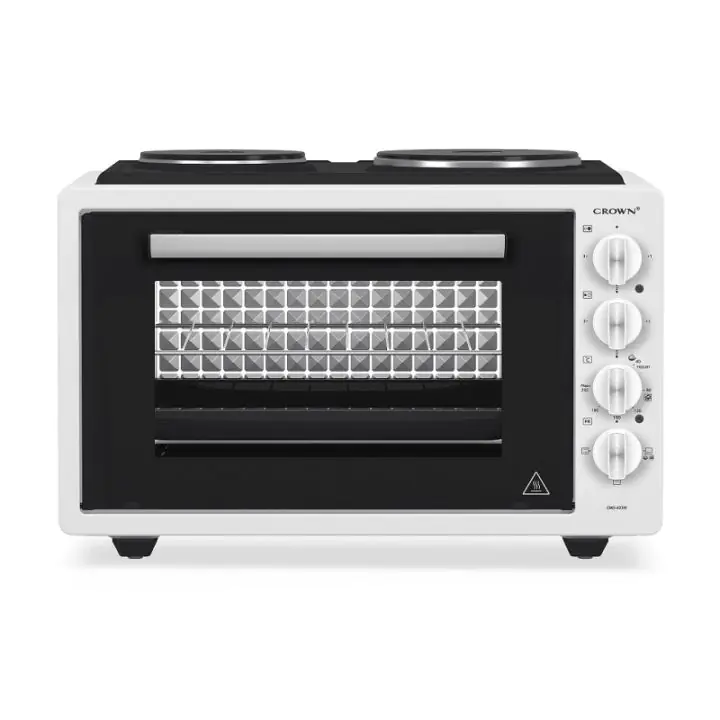 Малка готварска печка Crown CMO-433W, 42 л, 1300 W, Два котлона, 3 функции, Емайл, Бял, (35932126)