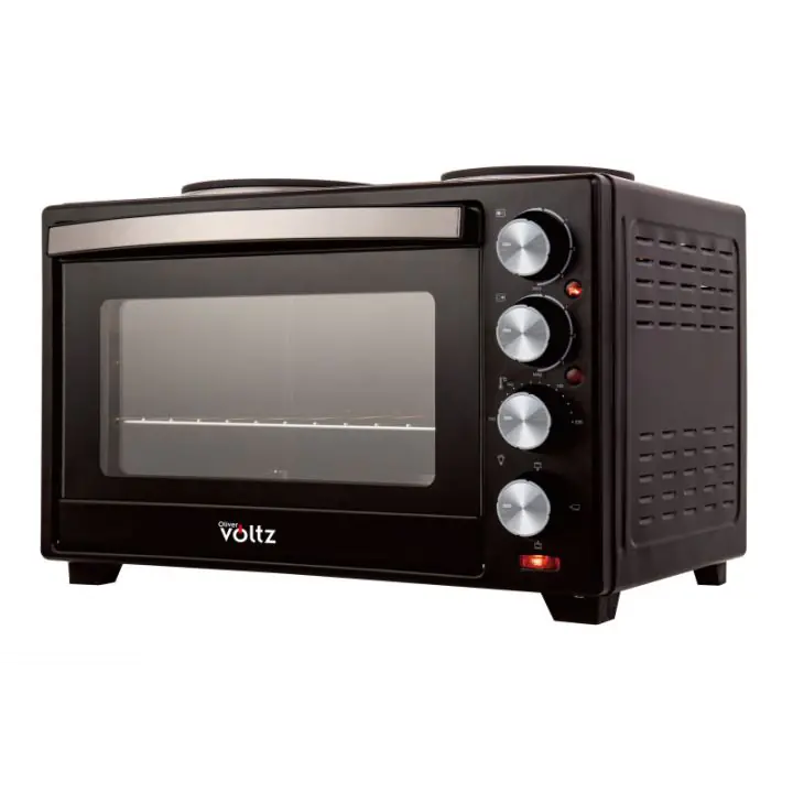 Малка готварска печка Oliver Voltz OV51441F48, 3200W, 2 котлона, 48 л, 100-230C, Двойна стъклена врата, Осветление, Черен, (35932303)