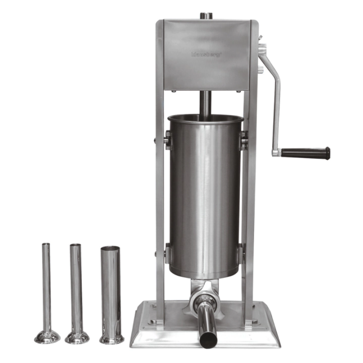 Машина за пълнене на колбаси Klausberg KB 7930, 5 кг, Ръчна, 4 стоманени накрайника, Клапан за обезвъздушаване, Подвижен цилиндър, Инокс, (35946028)