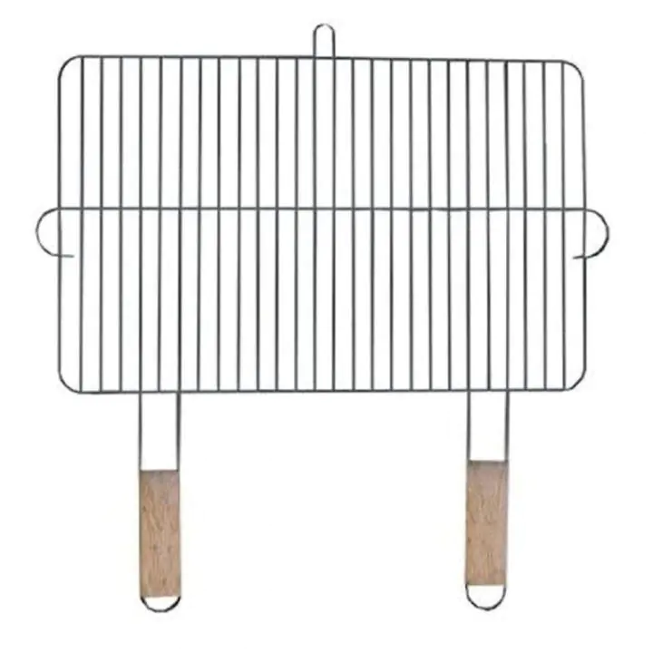 Метална скара за барбекю MasterGrill MG255, 2 дървени дръжки, Размер на скарата 54 х 34 см, Инокс/кафяв, (35948653)