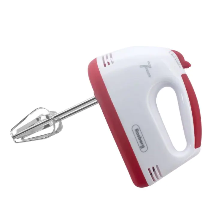 Миксер Rosberg R51110G, 200W, 7 скорости, Хромирани бъркалки, Бял/червен, (5R51110GWR)