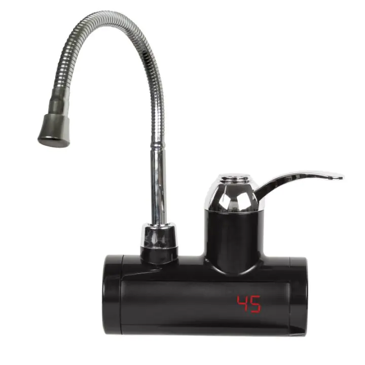 Нагревател за вода с гъвкав чучур Rosberg R57100BF, 3600W, С дисплей, До 60C, За стена, Черен, (12809)