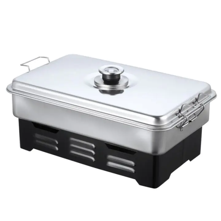 Опушвател за храна Kinghoff KH 1180, Термометър, 2 горелки, 43х27 см, Инокс, (22401)