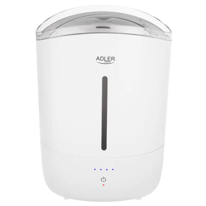 Овлажнител за въздух Adler AD 7971, 30W, До 20м2, 5 литра, 150-300 мл/час, Ултразвук, До 50 часа с едно пълнене, Бял, (35946509)