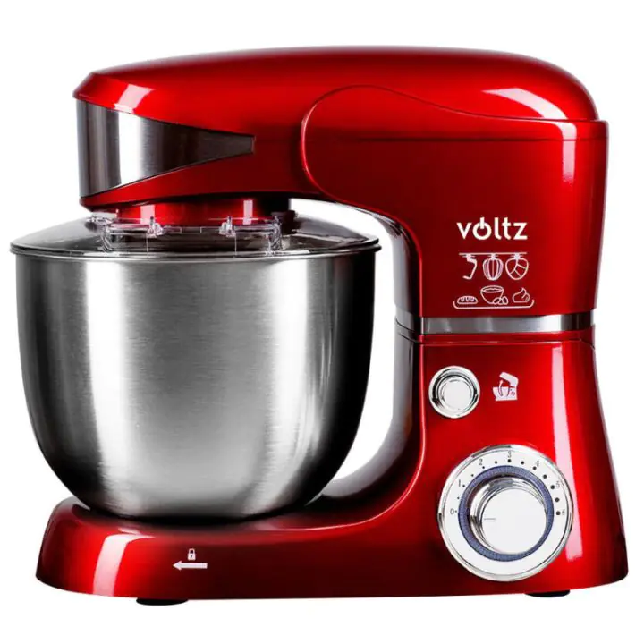 Планетарен миксер Voltz V51115G, 1600W, 5 литра, 3 бъркалки, 6 скорости, LED, Червен металик, (35949851)