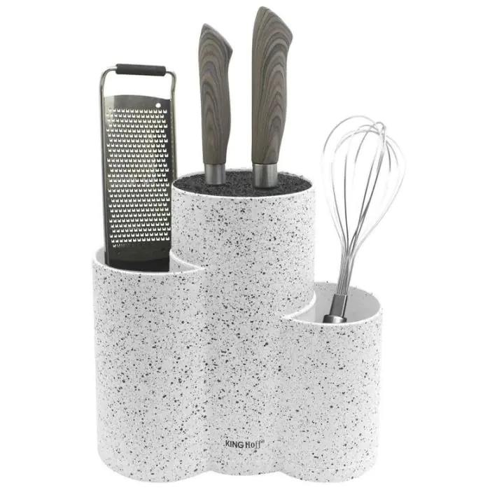 Поставка за ножове и аксесоари Kinghoff KH 1585, Мраморно покритие, 23 х 10 х 22.2 cm, Бял, (35922510)