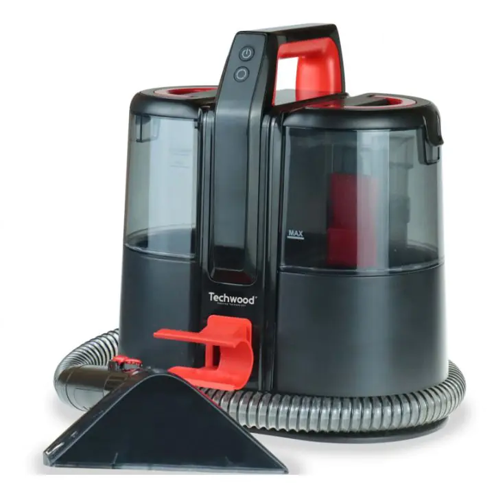 Прахосмукачка за текстил Techwood TAN-8005R, 185W, Li-Ion 220 mAh, Безжична употреба, Резервоар за чиста и отпадъчна вода, 40 мин автономия, 2 скорости, Черен/червен, (35922848)