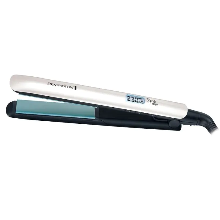 Преса за коса Remington Shine Therapy S8500, 9 температурни настройки 150-230 C, Керамично покритие, Плаващи плочи, Бял/зелен, (17803)