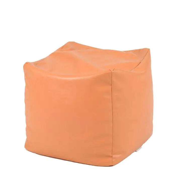 Пуф, Табуретка Куб - Portocaliu, Еко кожа, Пълнеж от полистиролни перли, 80л., (8083)