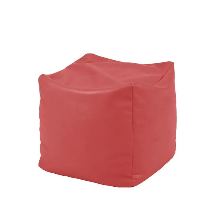 Пуф, 80л., Табуретка Куб - Panama Red, Перящ се калъф, Водоустойчив, Пълнеж от Полистиролни перли