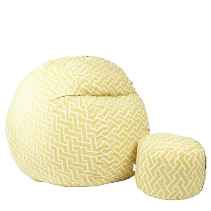 Комплект Барбарон с табуретка за крака 700л. King Size, Zippity Yellow, Перящ се калъф, Пълнеж с микс от мемори пяна и дунапрен, Гама Premium, (PUF-M-KO-PT-ZIY)