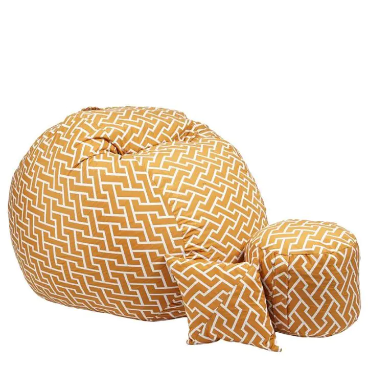 Комплект Барбарон с табуретка за крака и декоративна възглавница 700л. King Size, Zippity Orange, Перящ се калъф, Пълнеж с микс от мемори пяна и дунапрен, Гама Premium, (PUF-M-KOP-PT-ZIO)