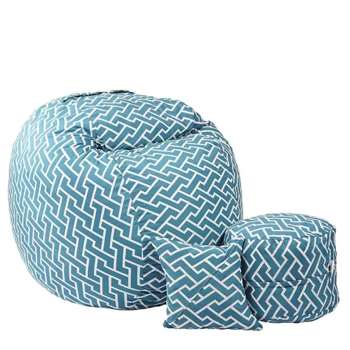 Комплект Барбарон с табуретка за крака и декоративна възглавница 700л. King Size, Zippity Turquoise, Перящ се калъф, Пълнеж с микс от мемори пяна и дунапрен, Гама Premium, (PUF-M-KOP-PT-ZIT)