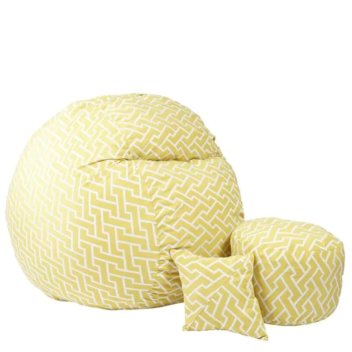 Комплект Барбарон с табуретка за крака и декоративна възглавница 700л. King Size, Zippity Yellow, Перящ се калъф, Пълнеж с микс от мемори пяна и дунапрен, Гама Premium, (PUF-M-KOP-PT-ZIY)