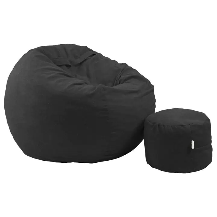 Комплект, Барбарон с табуретка за крака, 500л. Matusalem - Black Velvet, Перящ се калъф, Подходящ за деца, Пълнеж с микс от мемори пяна и дунапрен, Гама Plush Honey, (11119)