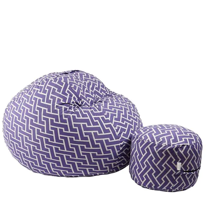 Комплект Барбарон с табуретка за крака 500л. Matusalem, Zippity Purple, Перящ се калъф, Подходящ за деца, Пълнеж с микс от мемори пяна и дунапрен, Гама Premium, (PUF-M-MO-PT-ZIP)