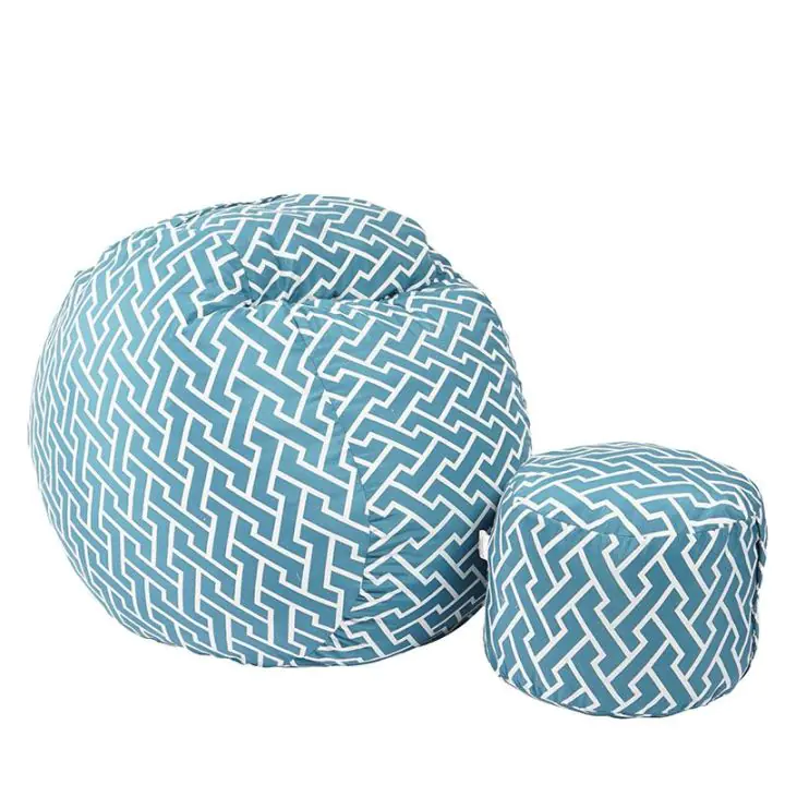 Комплект Барбарон с табуретка за крака 500л. Matusalem, Zippity Turquoise, Перящ се калъф, Подходящ за деца, Пълнеж с микс от мемори пяна и дунапрен, Гама Premium, (PUF-M-MO-PT-ZIT)