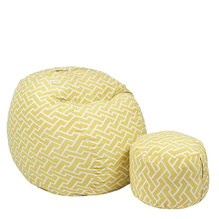 Комплект Барбарон с табуретка за крака 500л. Matusalem, Zippity Yellow, Перящ се калъф, Подходящ за деца, Пълнеж с микс от мемори пяна и дунапрен, Гама Premium, (PUF-M-MO-PT-ZIY)