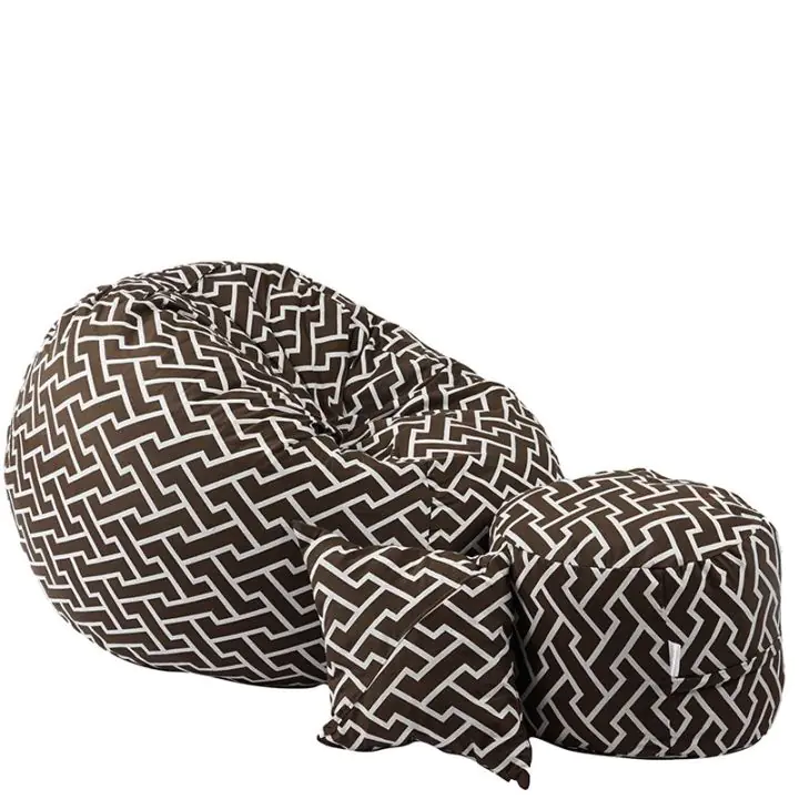 Комплект Барбарон с табуретка за крака и декоративна възглавница 500л. Matusalem, Zippity Brown, Перящ се калъф, Подходящ за деца, Пълнеж с микс от мемори пяна и дунапрен, Гама Premium, (PUF-M-MOP-PT-ZIB)