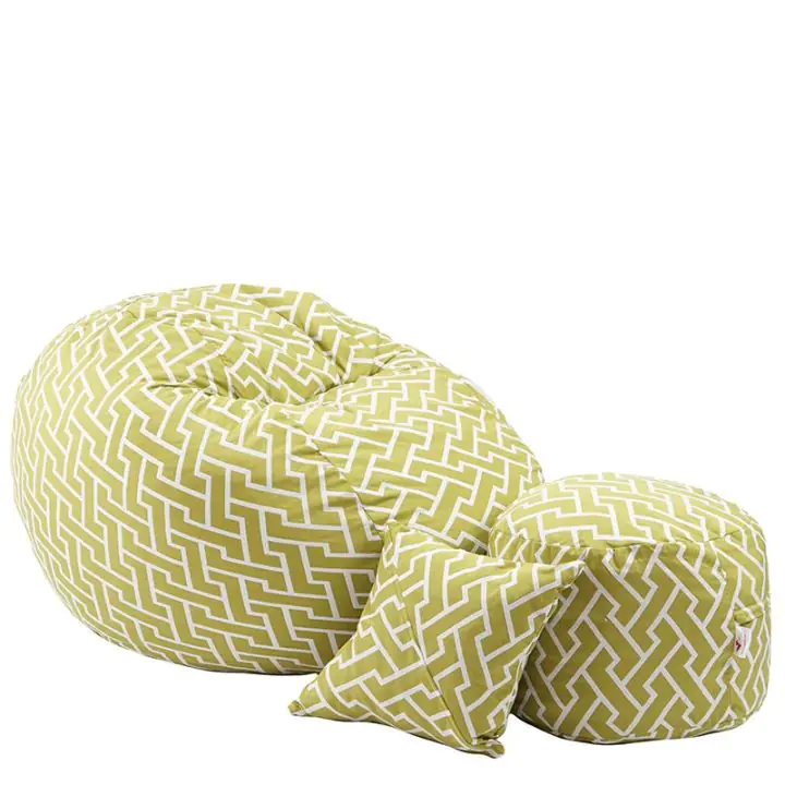 Комплект Барбарон с табуретка за крака и декоративна възглавница 500л. Matusalem, Zippity Green, Перящ се калъф, Подходящ за деца, Пълнеж с микс от мемори пяна и дунапрен, Гама Premium, (PUF-M-MOP-PT-ZIG)