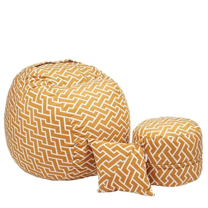 Комплект Барбарон с табуретка за крака и декоративна възглавница 500л. Matusalem, Zippity Orange, Перящ се калъф, Подходящ за деца, Пълнеж с микс от мемори пяна и дунапрен, Гама Premium, (PUF-M-MOP-PT-ZIO)