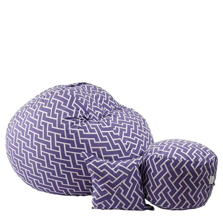 Комплект Барбарон с табуретка за крака и декоративна възглавница 500л. Matusalem, Zippity Purple, Перящ се калъф, Подходящ за деца, Пълнеж с микс от мемори пяна и дунапрен, Гама Premium, (PUF-M-MOP-PT-ZIP)
