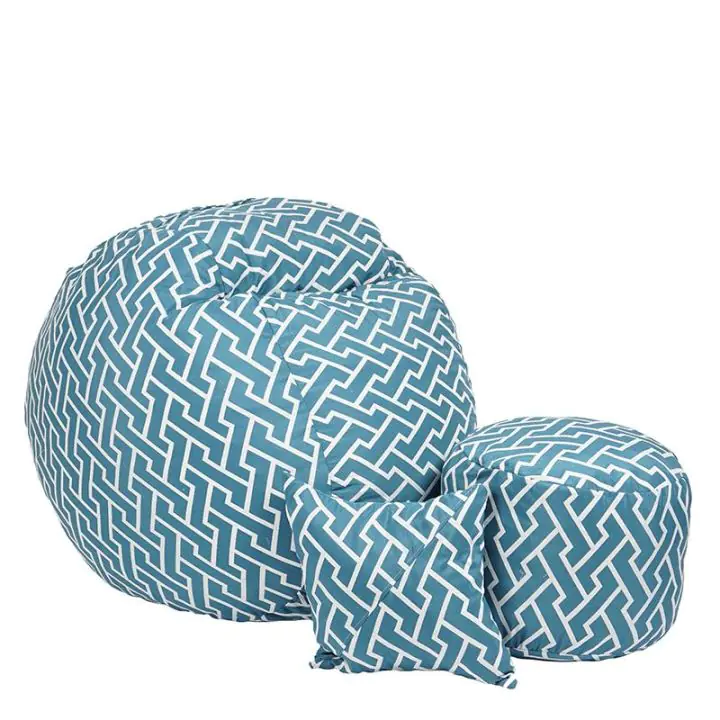 Комплект Барбарон с табуретка за крака и декоративна възглавница 500л. Matusalem, Zippity Turquois, Перящ се калъф, Подходящ за деца, Пълнеж с микс от мемори пяна и дунапрен, Гама Premium, (PUF-M-MOP-PT-ZIT)