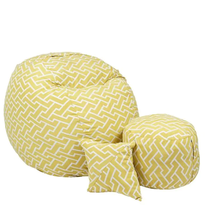 Комплект Барбарон с табуретка за крака и декоративна възглавница 500л. Matusalem, Zippity Yellow, Перящ се калъф, Подходящ за деца, Пълнеж с микс от мемори пяна и дунапрен, Гама Premium, (PUF-M-MOP-PT-ZIY)