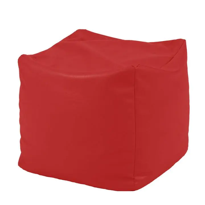 Пуф, 80л., Табуретка Куб - Teteron Red, Перящ се калъф, Водоустойчив, Пълнеж от Полистиролни перли