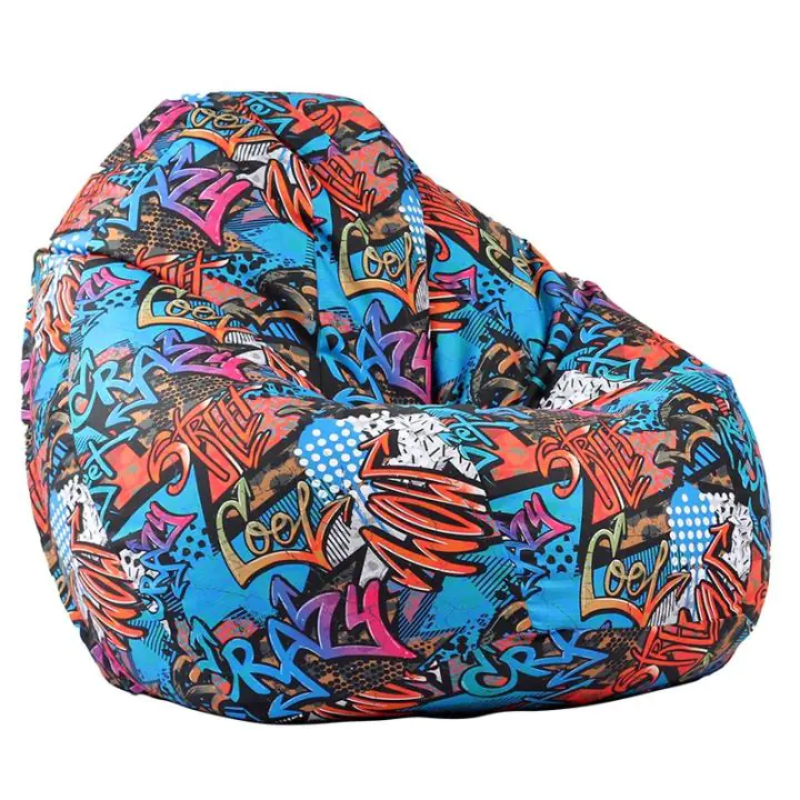 Пуф, круша, 520л., Nirvana Gigant - Street Art, Водоустойчив, Перящ се калъф, Пълнеж от Полистиролни перли, принт, 8304