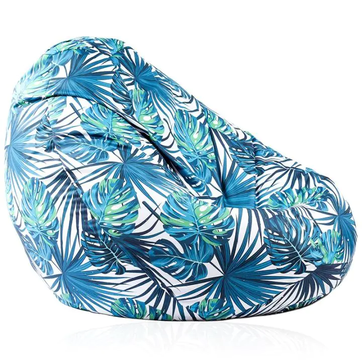 Пуф, круша, 520л., Nirvana Gigant - Tropical Leaves, Водоустойчив, Перящ се калъф, Пълнеж от Полистиролни перли, принт, 8305