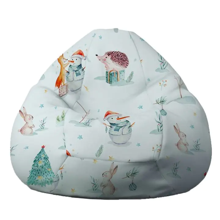 Пуф круша, 520л., Nirvana Gigant - Winter Wonderland, Водоустойчив, Перящ се калъф, Пълнеж от Полистиролни перли, принт, 8468