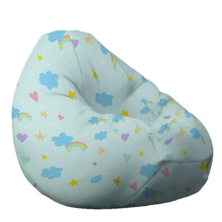 Пуф круша, 320л., Nirvana Grande, Rainbow Wishes, Водоустойчив, Перящ се калъф, Пълнеж от Полистиролни перли, принт, 8469