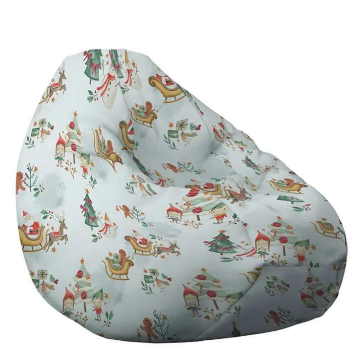 Пуф круша 320л., Nirvana Grande, Santas Coming To Town, Водоустойчив, Перящ се калъф, Пълнеж от Полистиролни перли, принт, (11153)