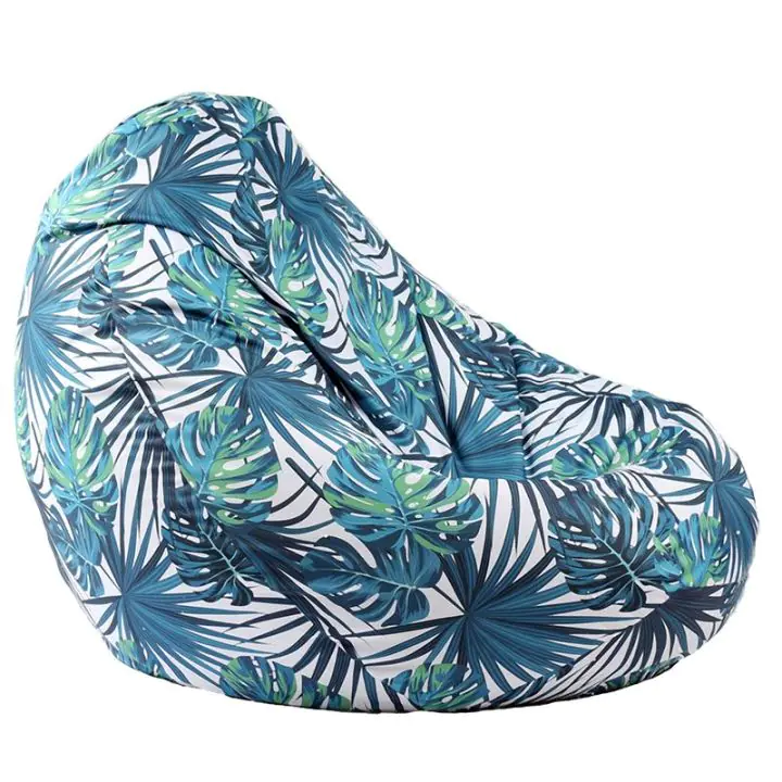 Пуф, круша, 320л., Nirvana Grande, Tropical Leaves, Водоустойчив, Перящ се калъф, Пълнеж от Полистиролни перли, принт, 8321