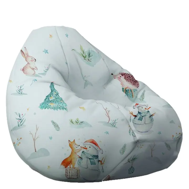 Пуф круша, 320л., Nirvana Grande, Winter Wonderland, Водоустойчив, Перящ се калъф, Пълнеж от Полистиролни перли, принт, 8477