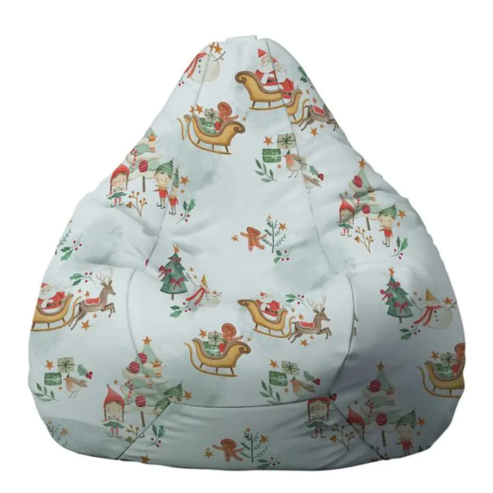 Пуф, круша, 220л., Nirvana Hobbit, Santas Coming To Town, Водоустойчив, Перящ се калъф, Пълнеж от Полистиролни перли, принт, (11155)